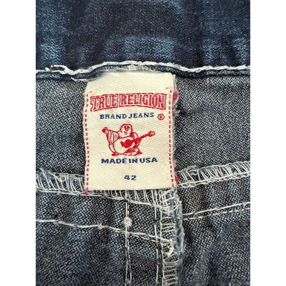True Religion Ricky Super T Jeans Mens Size 42 Distressed Wash Denim - Picture 8 of 9